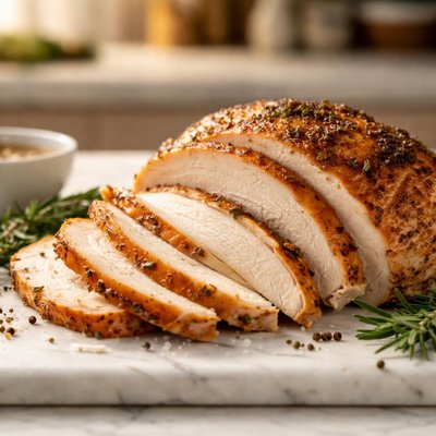 Roast turkey slices