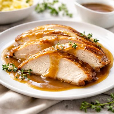 Roast turkey with gravy