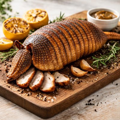 Roasted armadillo
