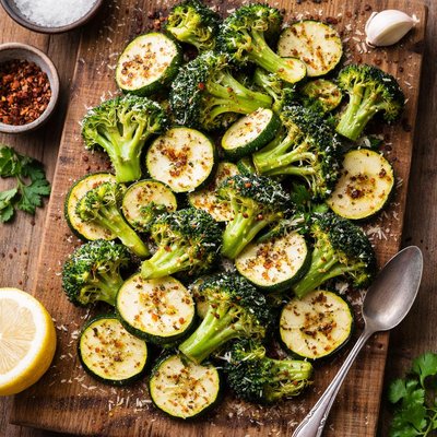 Roasted broccoli and zucchini