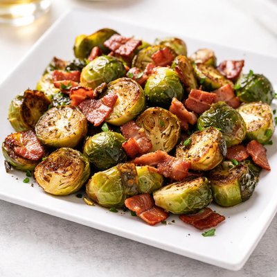 Roasted brussel sprouts with bacon