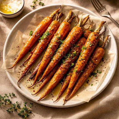 Roasted carrots in olive oil