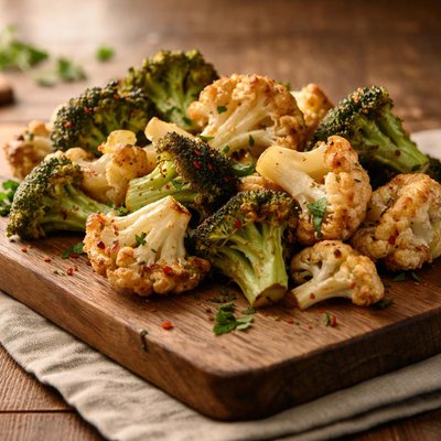 Roasted cauliflower and broccoli