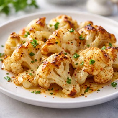 Roasted cauliflower with melted cheese