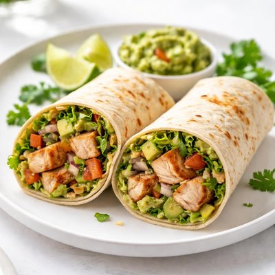 Roasted chicken and guacamole wrap