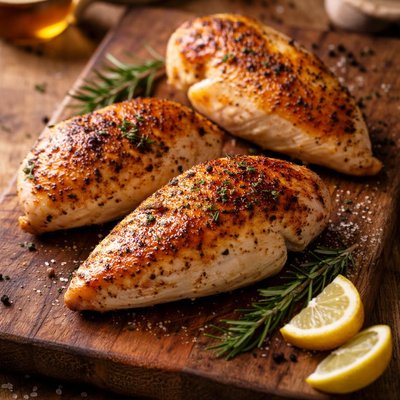 Roasted chicken breast with skin on