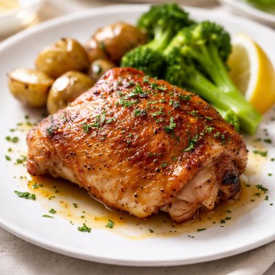 Roasted chicken thigh with skin