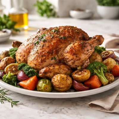 Roasted chicken veggies roasted