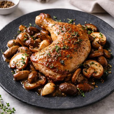 Roasted chicken with mushrooms