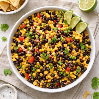 Roasted corn bean salsa