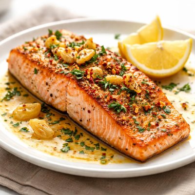 Roasted garlic butter salmon