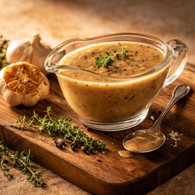 Roasted garlic gravy