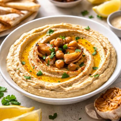 Roasted garlic hummus