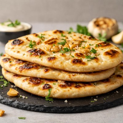Roasted garlic naan