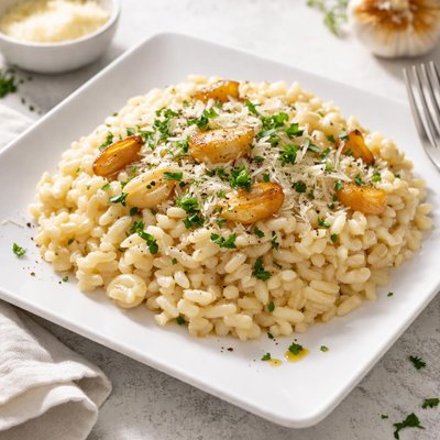 Roasted garlic risotto