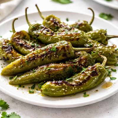 Roasted green peppers