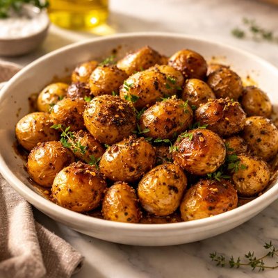 Roasted new potatoes in oil