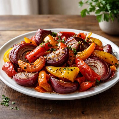 Roasted onions and peppers
