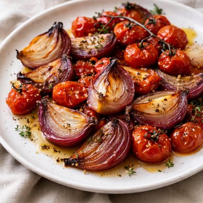 Roasted onions and tomatoes