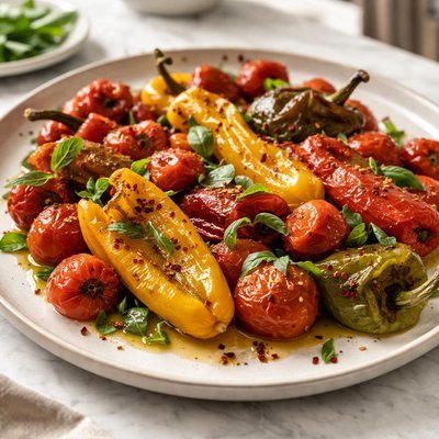 Roasted peppers and tomatoes