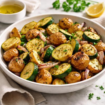 Roasted potato and zucchini