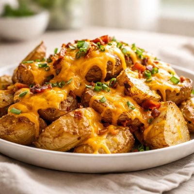 Roasted potatoes with cheddar cheese