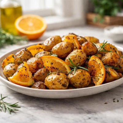 Roasted potatoes with oranges