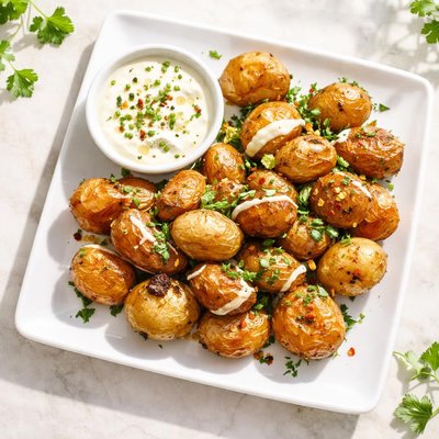 Roasted potatoes with sauce