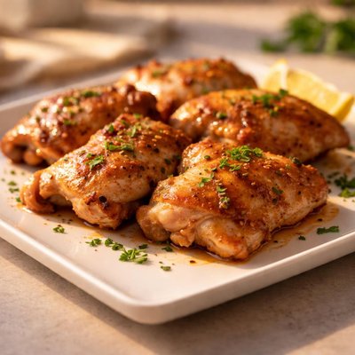 Roasted skinless boneless chicken thighs