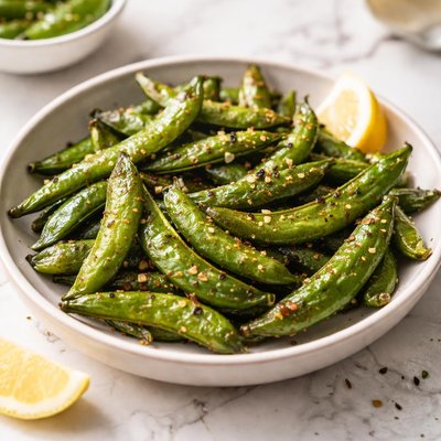 Roasted snap peas