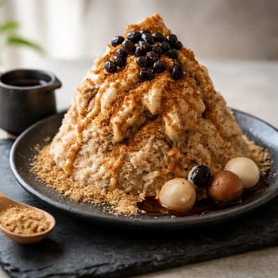 Roasted soybean oolong shaved ice