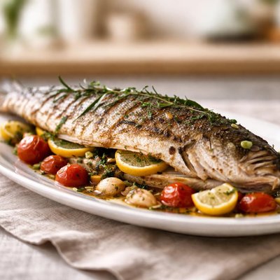 Roasted striper fish