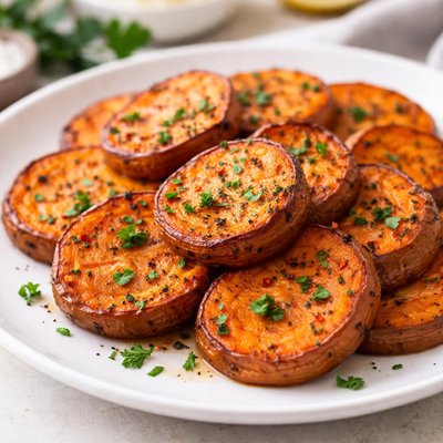 Roasted sweet potato slices