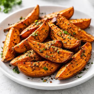 Roasted sweet potato wedges