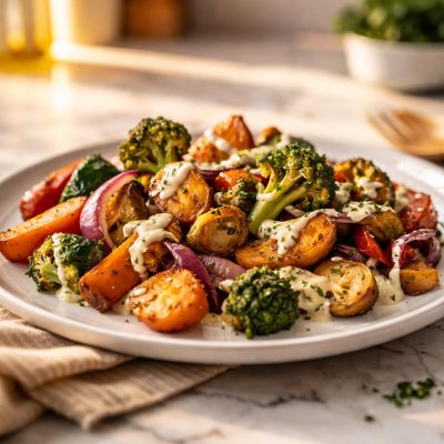Roasted vegetables with sauce