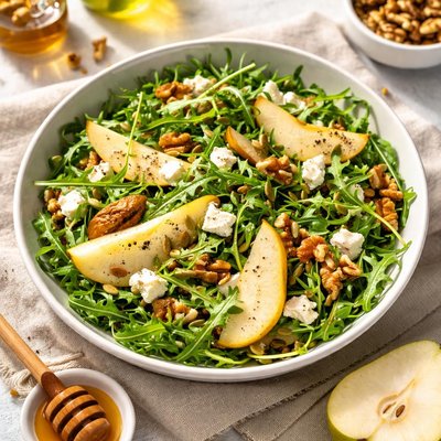 Rocket pear walnut salad