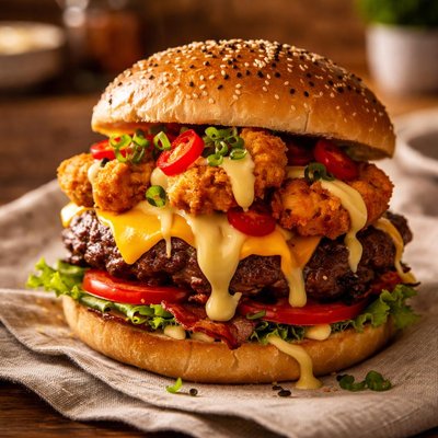 Rocomamas chilli cheeze bomb burger