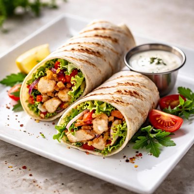 Roll with chicken grilled