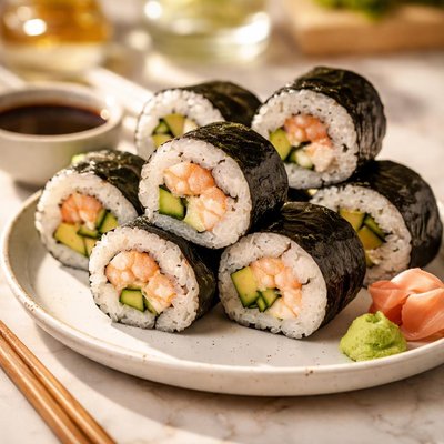 Roll with shrimp and cucumber