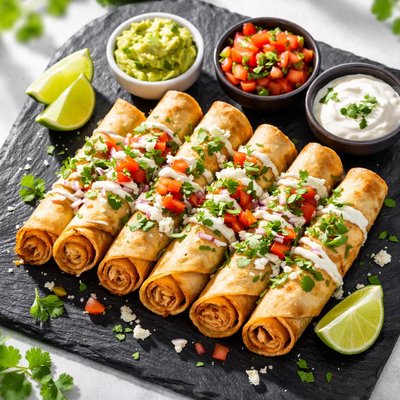 Rolled chicken tacos