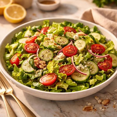 Romaine salad with cucumbers