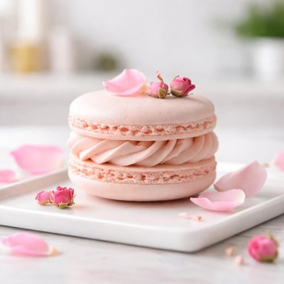 Rose cream macaron