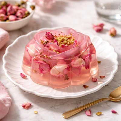 Rose jelly pudding