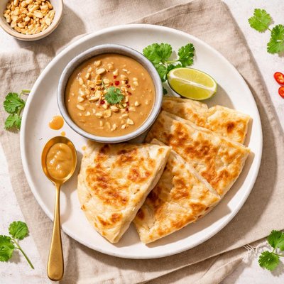 Roti with peanut sauce