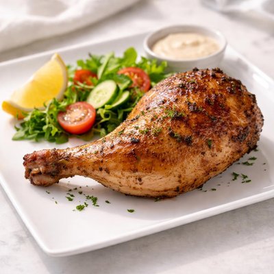 Rotisserie chicken leg with skin