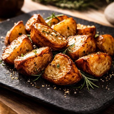 Russet potato roasted in duck fat