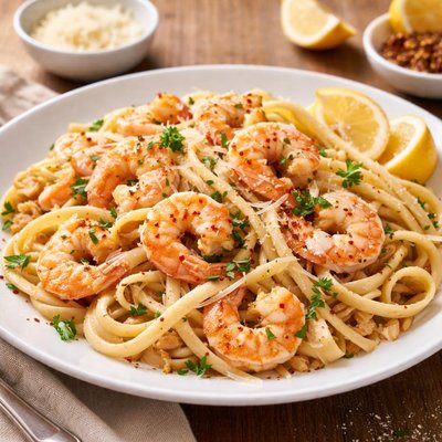 Russos shrimp scampi fettuccini
