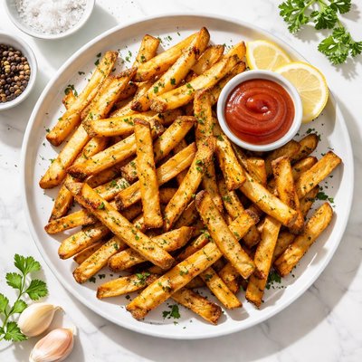Rusted potato air fried french fries
