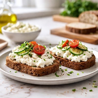Rye bread with cottage cheese