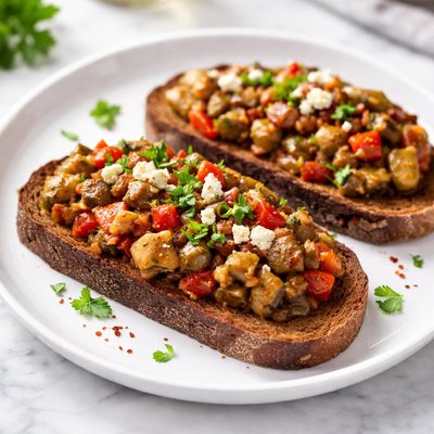 Rye bread with turkish eggplant salad